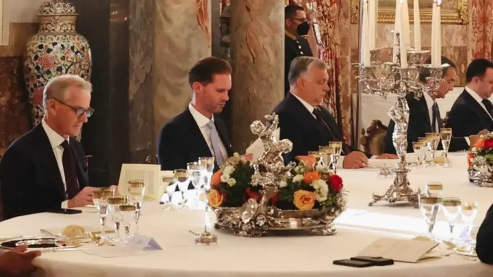 Gauthier Destenay és Orbán Viktor a spanyol királyi palotában