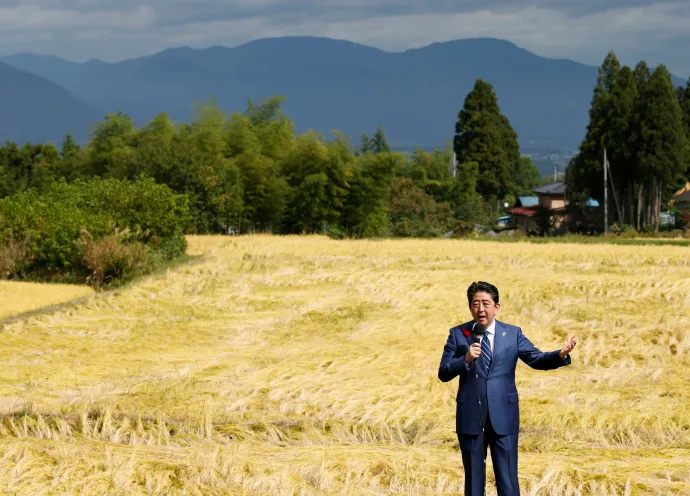 Abe Sinzó egy választási kampánygyűlésen Fukusimában 2017. október 10-én – Fotó. Toru Hanai / Reuters