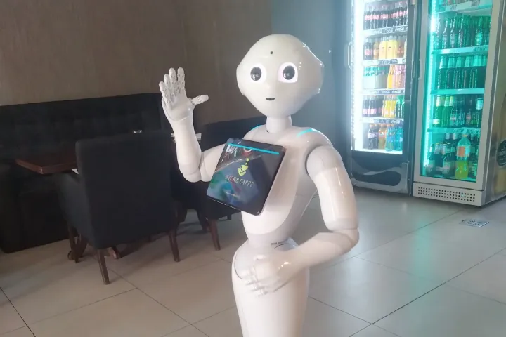 Robot fogadja a betérő vendéget egy szatmárnémeti kávézóban