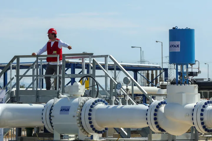 Görög–bolgár gázvezetéket helyeznek üzembe 2022. július 8-án – Fotó: Alexandros Avramidis / Reuters