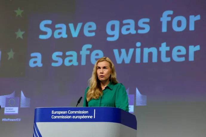 Kadri Simson energiaügyi biztos az Európai Bizottság július 20-i sajtótájékoztatóján – Fotó: Yves Herman / Reuters