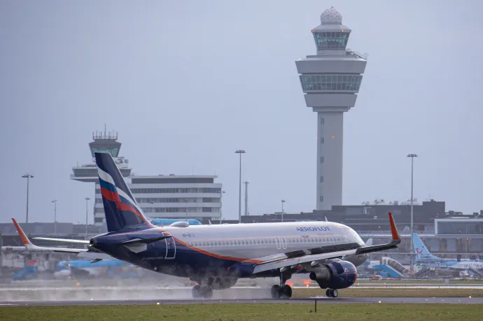Az Aeroflot egyik Airbus A320-as gépe az amszterdami Schiphol reptéren 2022. január 5-én – Fotó: Nicolas Economou / NurPhoto via AFP