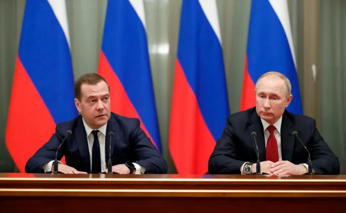 Medvegyev és Putyin – Fotó: Dmitry Astakhov/AFP