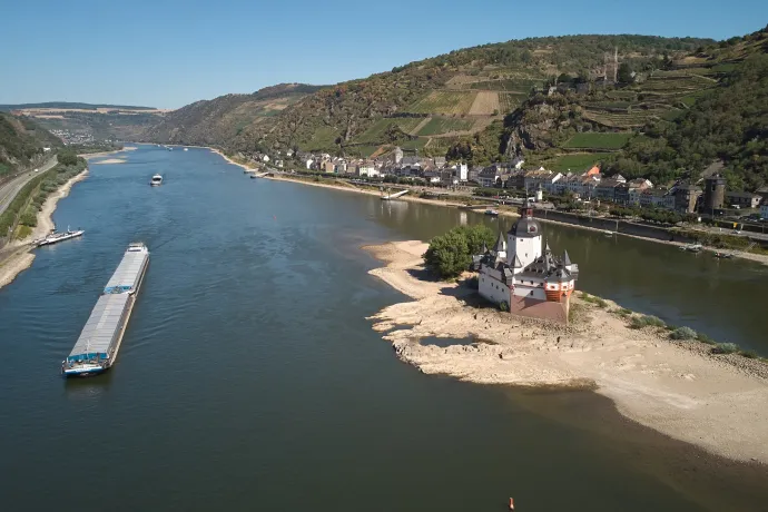 Kompok álltak le a Rajna alacsony vízszintje miatt Németországban