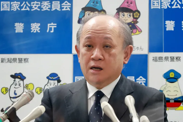 A lemondott rendőrfőnök, Nakamura Itaru sajtótájékoztatója 2022. augusztus 25-én – Fotó: STR / JIJI PRESS / AFP