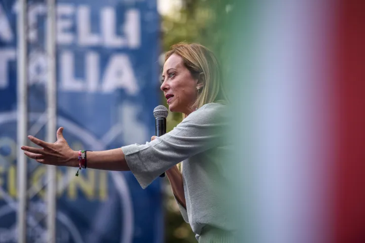 Giorgia Meloni Ancorában kampányol 2022. augusztus 23-án – Fotó: Antonio Masiello / Getty Images