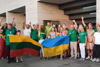 Ukrainian flag confiscated from Lithuanian fans at a basketball match in Szombathely