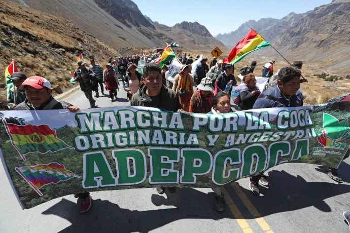 Tizenötezer tiltakozó kokatermesztő vonul Bolívia fővárosa felé