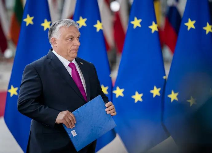 Orbán Viktor magyar miniszterelnök az Európai Tanács további kétnapos csúcstalálkozójára érkezik 2022. május 30-án – Fotó: Bart Maat / ANP / AFP