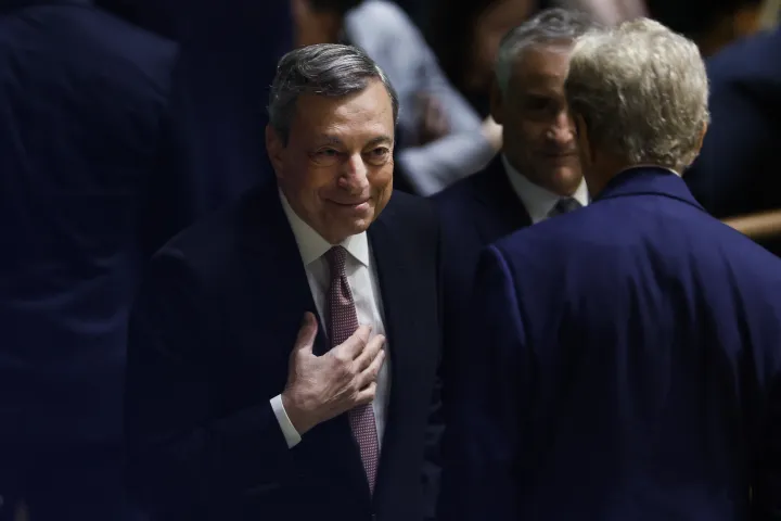 Mario Draghi ügyvezető miniszterelnökként az ENSZ Közgyűlésén 2022. szeptember 21-én – Fotó: Anna Moneymaker / Getty Images North America / Getty Images via AFP