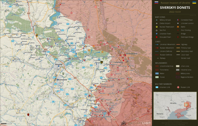 Az észak-donbaszi front helyzete mai információk alapján. Forrás: Militaryland
