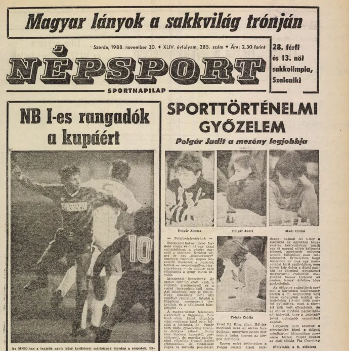 Forrás: Arcanum Digitális Tudománytár / Népsport, 1988. november 30.