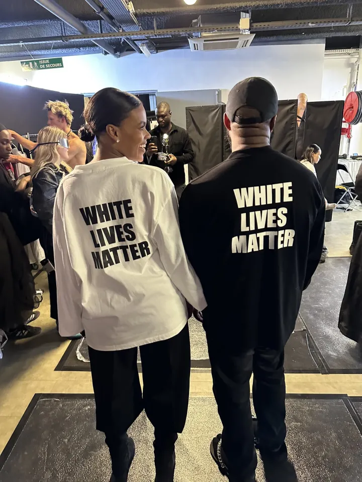 Candace Owens jobboldali influenszer és Kanye West a párizsi divatbemutatón október 3-án Forrás: Candence Owens Twitter oldala