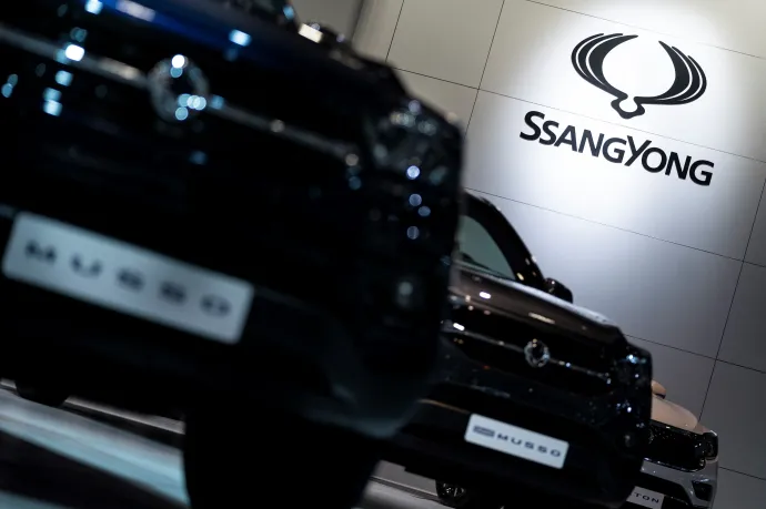 SsangYong cars are displayed during the Brussels Motor Show on January 9, 2020 in Brussels . (Photo by Kenzo TRIBOUILLARD / AFP)