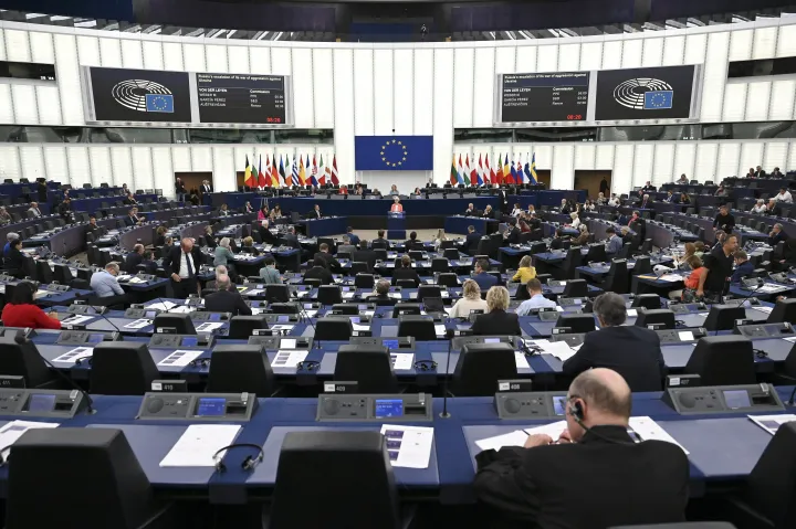 Vita az Európai Parlament plenáris ülésén az ukrajnai orosz invázióról Strasbourgban 2022. október 5-én – Fotó: Frederick Florin / AFP