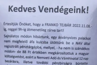 88 forintos tévedés után 12 napra bezáratott egy reggelizőt a NAV