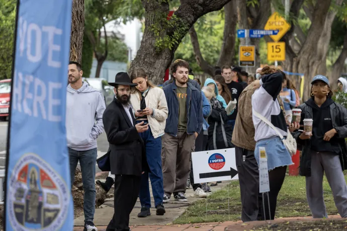 Sorban álló szavazók Hollywoodban – Fotó: David Mcnew / Getty Images / AFP