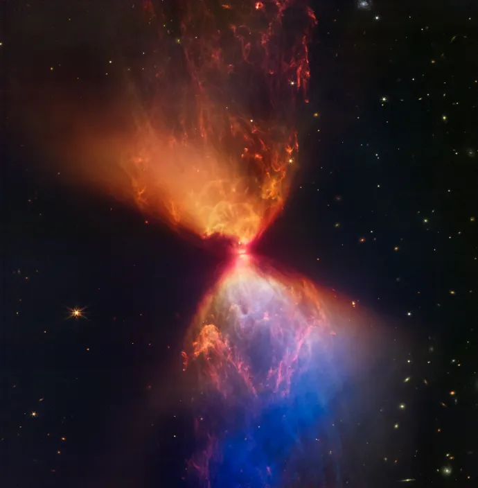 Infravörös kép a gázkorongba burkolózó L1527 protocsillagról – Forrás: NASA, ESA, CSA, STScI