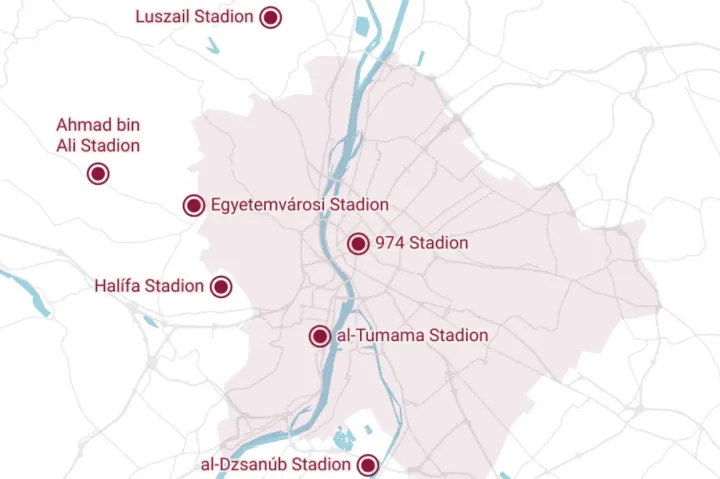 Budapest-térképre tettük a katari focivébé stadionjait