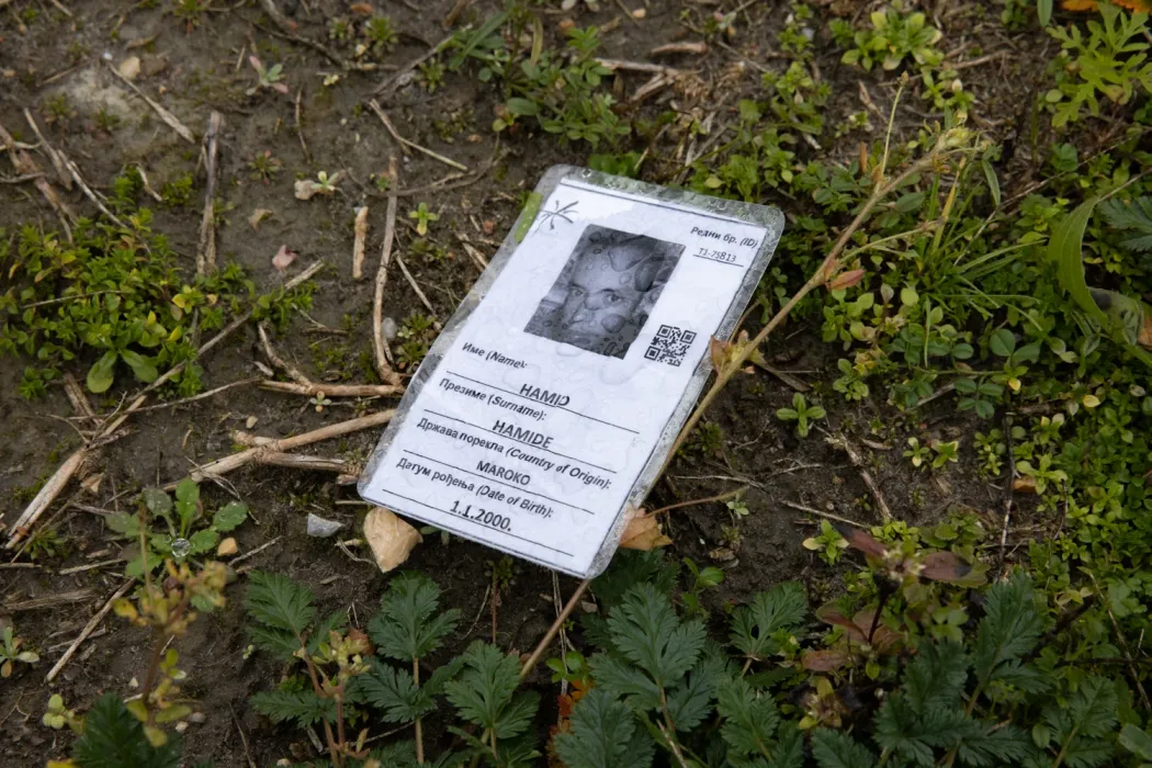 A szerb hatóságok által kiállított, hátrahagyott személyazonosító papír Horgos közelében – Fotó: Hevesi-Szabó Lujza / Telex