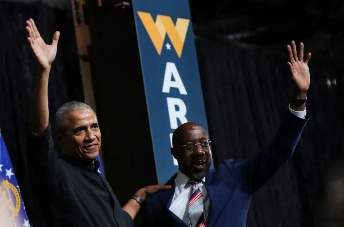 Barack Obama és Raphael Warnock egy decemberi kampányeseményen – Fotó: Alyssa Pointer / Reuters
