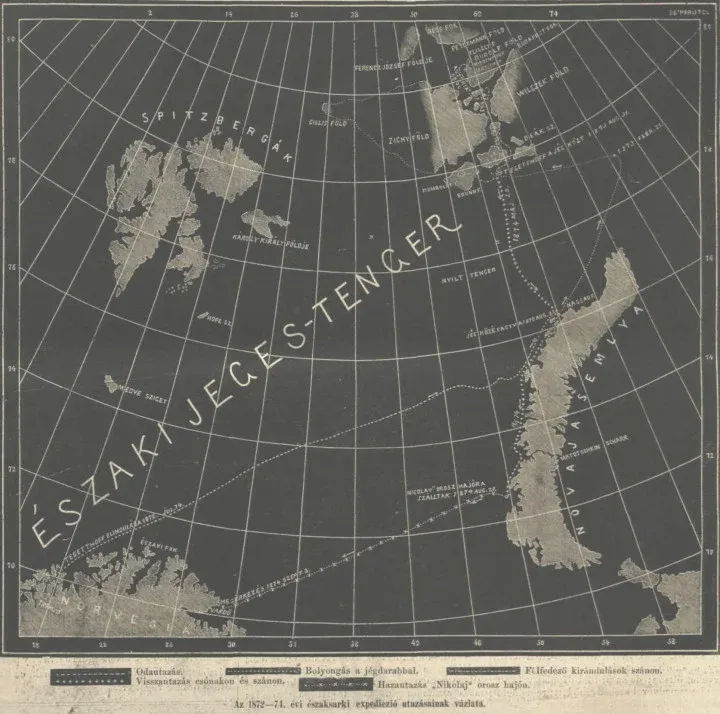 The Tegethoff's journey on a map of the Sunday Newspaper (Vasárnapi Ujság) – Photo: Wikipedia