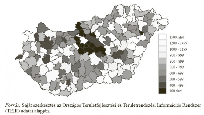 Egy főre jutó kifizetett kohéziós támogatás járásonként,2004–2021 (konstans 2010-es árfolyamon, ezer Ft)