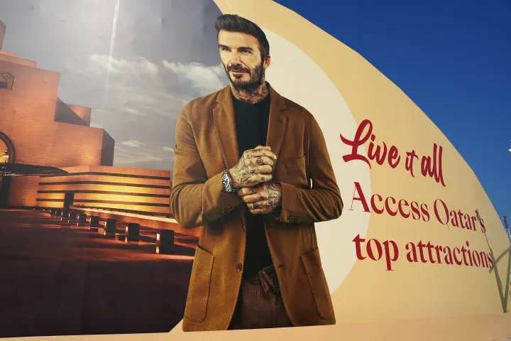 David Beckham egy katari falra festett óriásreklámon – Fotó: Mike Egerton – Pa Images / Getty Images