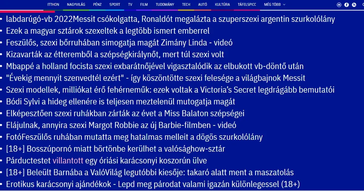 Telex A Szexi Híreket Egy Kupacba Gyűjtve Lehet Igazán Jól Látni