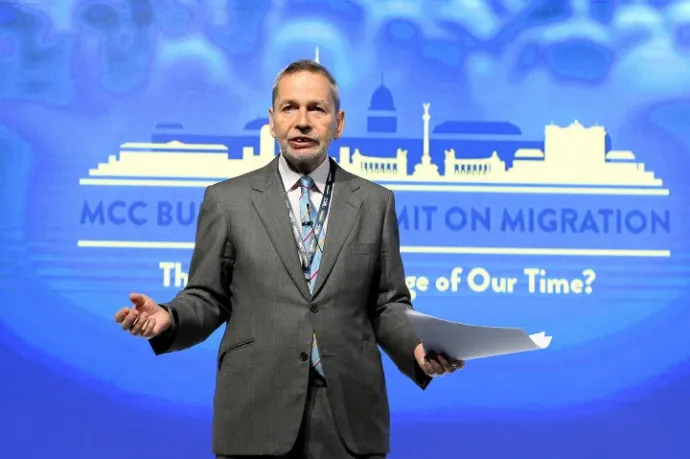 Frank Füredi, professor emeritus of the University of Kent gives as speech at MCC's three-day summit on migration on 24 March 2019 in Budapest – Photo: Lajos Soós / MTI
