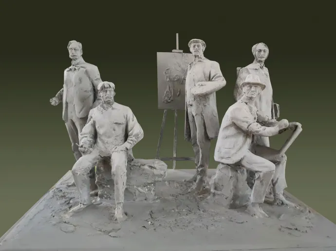 A Nagybányai Művésztelep alapítóiról tervezett szoborcsoport nyertes pályázata – Forrás: a nagybányai RMDSZ Facebook oldala