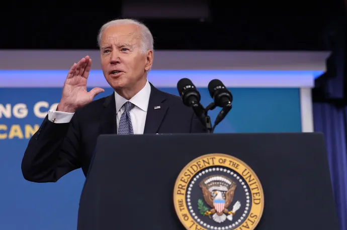 Joe Biden az amerikai gazdaságról beszélt, de mindenki a nála talált dokumentumokra volt kíváncsi – Fotó: Kevin Dietsch / Getty Images / AFP
