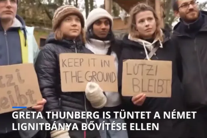 Greta Thunberg is csatlakozott a német lignitbánya kibővítése elleni tüntetéshez