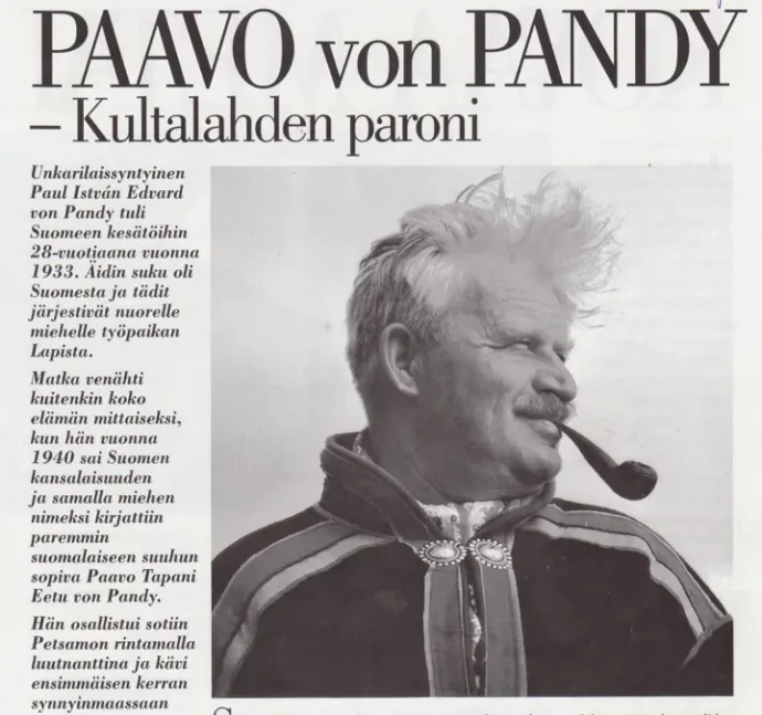 A Finnish magazine's story on Pál Pándy – Source: mikkelinsuomiunkariseura.fi