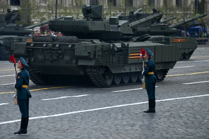 T-14 Armata harckocsi Moszvában 2022. május 9-én egy katonai felvonuláson – Fotó: Kirill Kudryavtsev / AFP