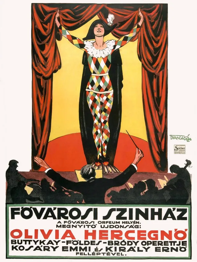 Faragó Géza Olívia Hercegnő című darabhoz készített 1922-es plakátja – Forrás: Flickr