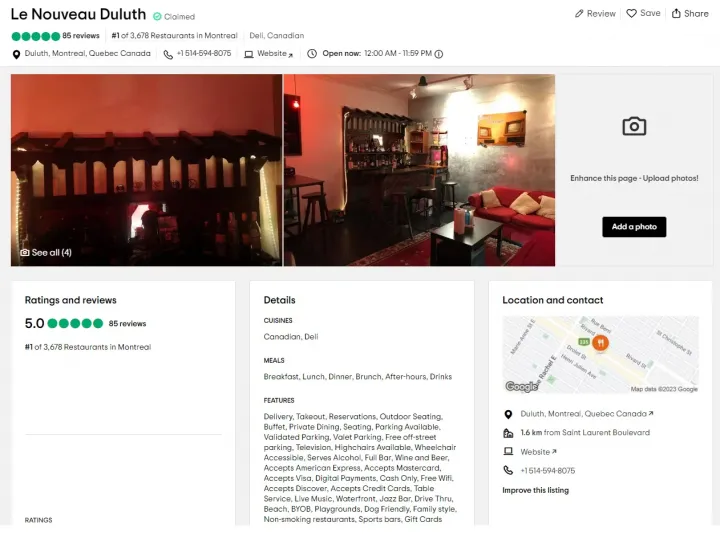 Az étterem törölt Tripadvisor-oldala