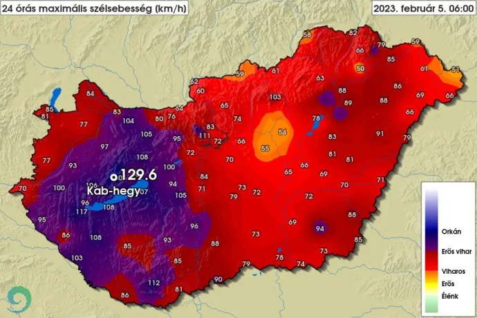 130 km/órás szél fújt a Kab-hegyen, megdőlt a napi rekord