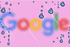 Valentin-nap van és ezért szívvé egyesülő esőcseppek gurulnak le a Google logóján
