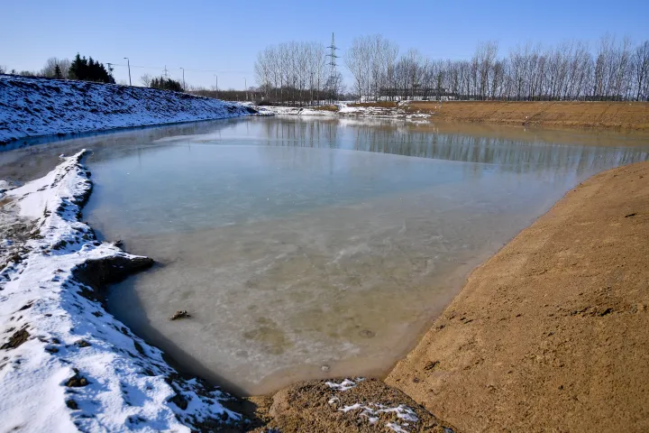 A Civaqua-program részeként megépült 23 ezer köbméter térfogatú kiegyenlítő víztározó Debrecenben – Fotó: Czeglédi Zsolt / MTI