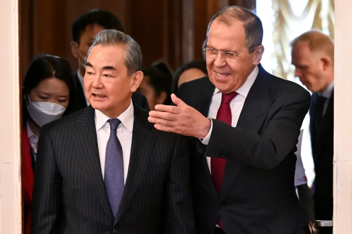 Szergej Lavrov orosz külügyminiszter és Vang Ji találkozója Moszkvában 2023. február 22-én – Fotó: Alexander Nemenov / Reuters