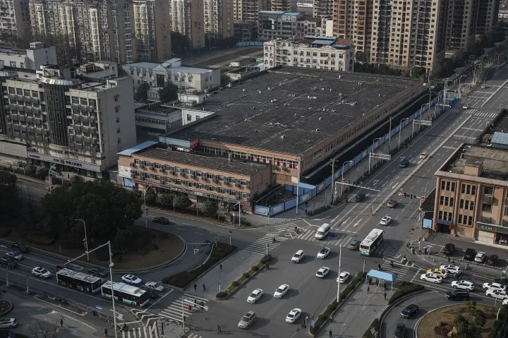 A Huanan piac látványa 2021. február 9-én Vuhanban – Fotó: Getty Images