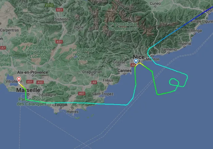 A gép útja – Kép: Flightradar24