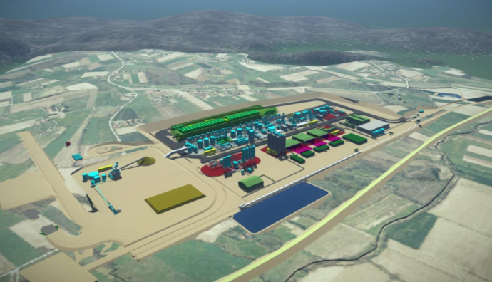 A Jadar-völgyi bánya és üzem 2021-es látványterve. Fotó: Mining.com
