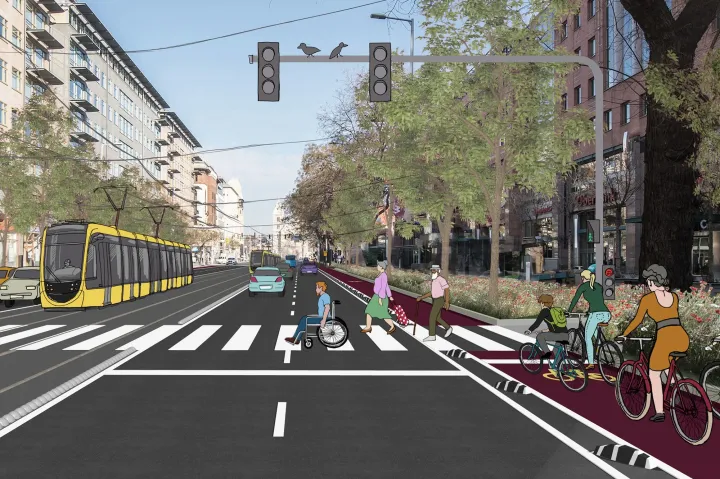 Látványterv kerékpársávval – Forrás: Budapest Főváros Főpolgármesteri Hivatal