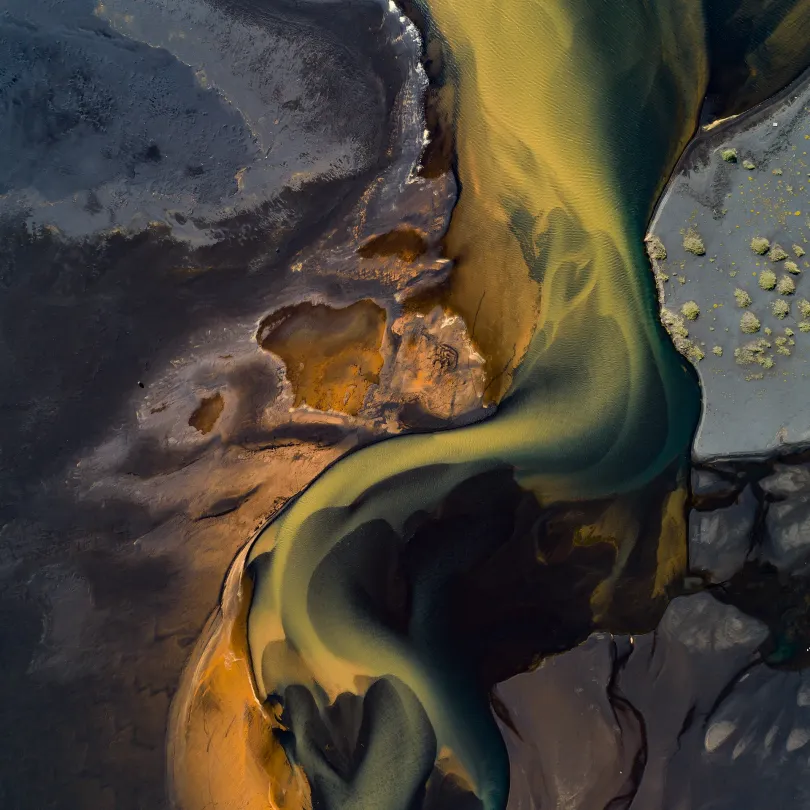 Balra a Kudafljót folyó, jobbra az Affal folyó torkolata, Izland – Fotó: Radisics Milán