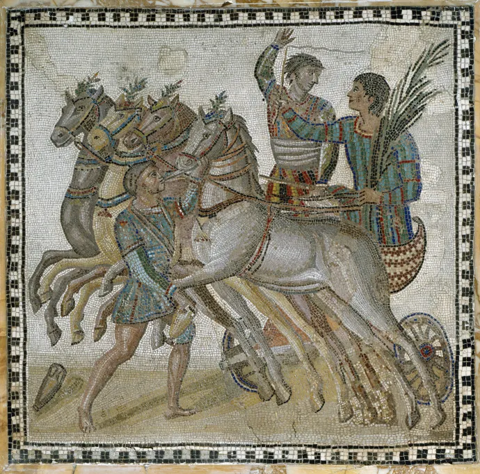 Szekérverseny egy mozaikon a madridi Nemzeti Régészeti Múzeumban – Fotó: Leemage / Getty Images
