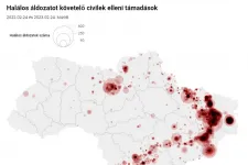 Egy térképen az orosz–ukrán háború civilek elleni támadásai