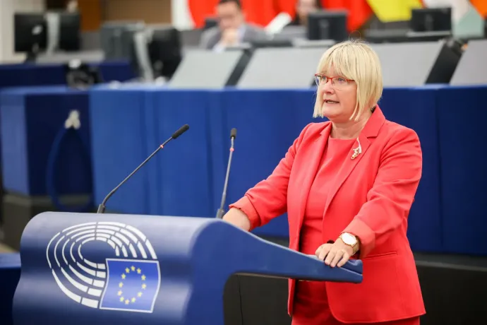 Kinga Gál speaking at the EP on Wednesday – Photo: Alexis Haulot / European Union/ EP