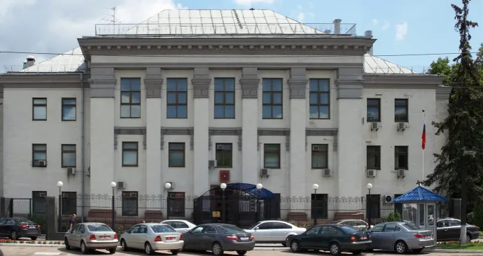 A 2022. február 22-én kiürített követségi épület Kijevbe. Fotó: Wikipedia